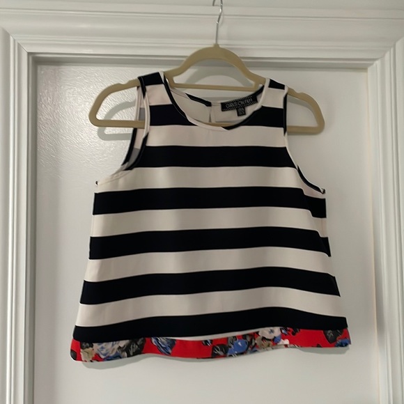 Girls on Film Navy & White Stripe Crop Top - Picture 1 of 2